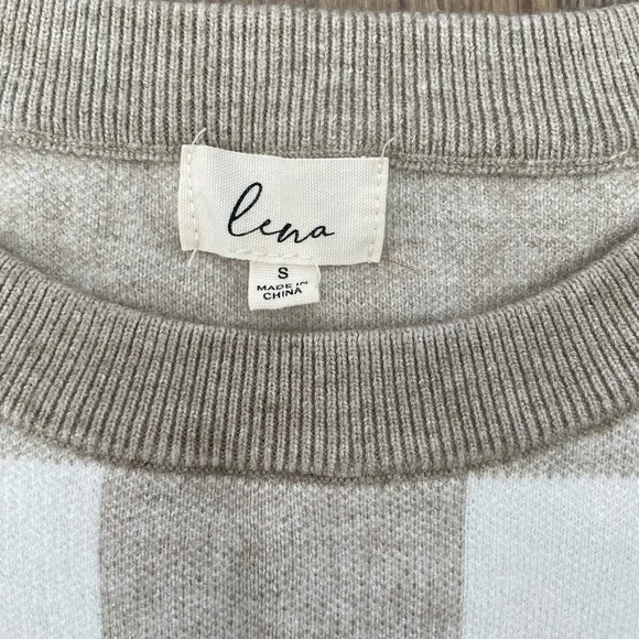 Lena thick beige Neutral Plaid Sweater Dress Size S Cozy Cottagecore - Picture 4 of 6